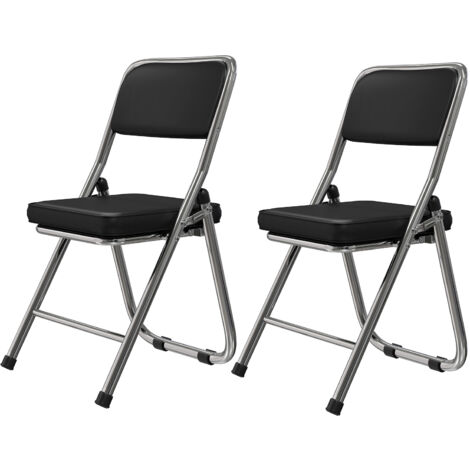 Chaises pliantes Lot de 2 Simili cuir 46x52x85cm noir (1/5)