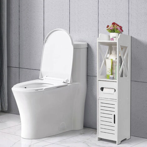 Meuble de rangement salle de bain 80 x 15 x 15 cm – Conception imperméable – Matériau PP – Pour rangement serviettes et cosmétiques – Dazhom