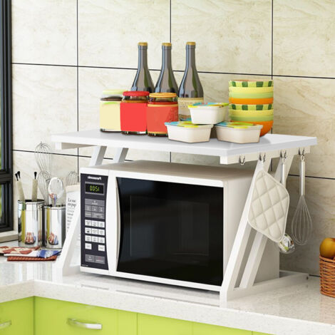 Support de Four à Micro-Ondes Support de Rangement pour Comptoir en Bois Blanc (1/5)