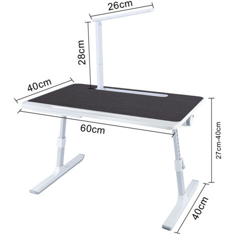 Table pour Ordinateur Portable Pliante avec Lampe réglable en hauteur Noir (1/5)