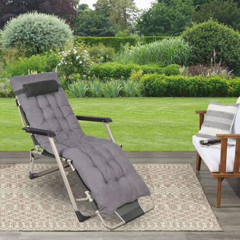 Chaise longue pliable Chaise de jardin avec coussin Dossier réglable (1/5)