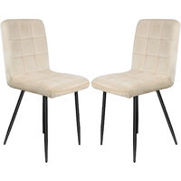 Lot de 2 chaises de Velours capitonnĂ©e,Design RĂ©tro Chaise,avec dossieră pieds en acier solide, pour Salle Ă Manger, Salon, Cuisine, BureauïŒbeige