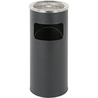 Yongqing – Cendrier sur pied en acier inoxydable noir – Poubelle amovible 12L – Diamètre 24,5 cm, hauteur 60,5 cm – Pour espaces fumeurs