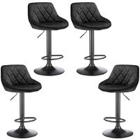 Lot de 4 Tabouret de Bar,en velours,Reglable en Hauteur et Pivotant , pour Bar, Comptoir, Cuisine,Noir