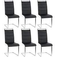 Lot de 6 Chaises de Salle à Manger Chaise de Cuisine Cuir synthétique Cuisine Salle de Réunion noir+ Blanc