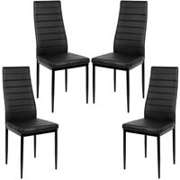 Yongqing – Lot de 4 chaises de salle à manger en cuir synthétique – Dossier ergonomique incurvé – Siège moelleux – 42 x 48 x 98 cm – Noir