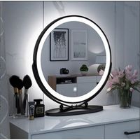 Miroir de maquillage, miroir de maquillage rond rotatif, diamètre 50cm, blanc froid 6500k