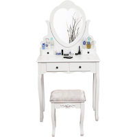 DazHom® Coiffeuse miroir en forme de coeur 75 × 40 × 138cm