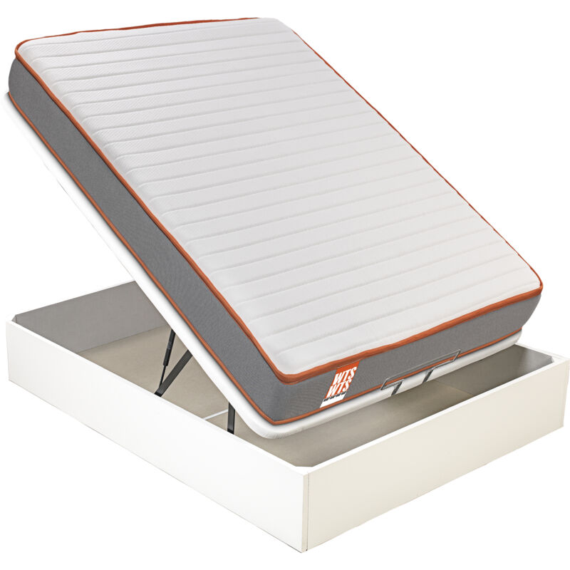 What the Sleep I Pack colchón sostenible HR con visco y canapé blanco gran capacidad I Entrega, montaje dentro del domicilio y retirada de usado incluida I Rap I 90x190 I 3 años garantía