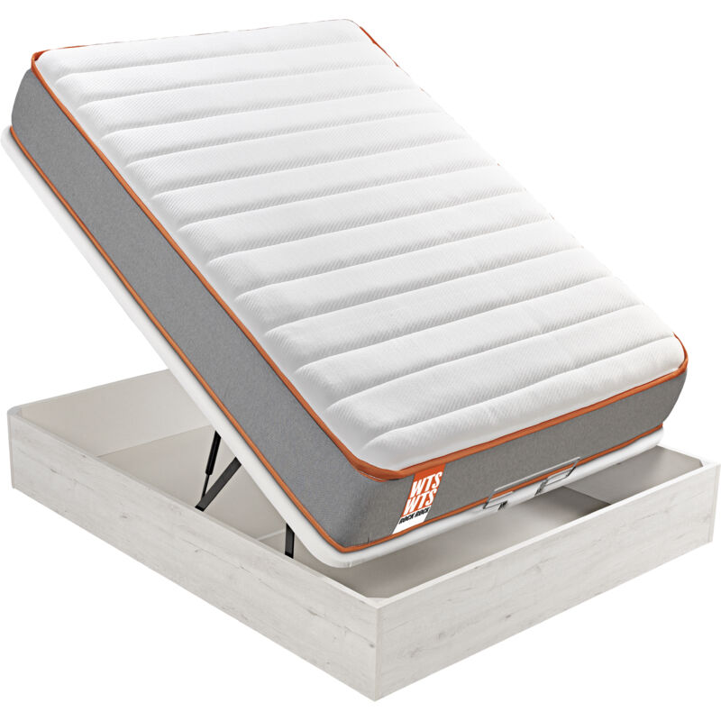 What the Sleep I Pack colchón sostenible HR visco soja natural y canapé abatible glaciar gran capacidad I Entrega, montaje dentro del domicilio y retirada usado incluida I Rock l 90x190 I 3 años garan