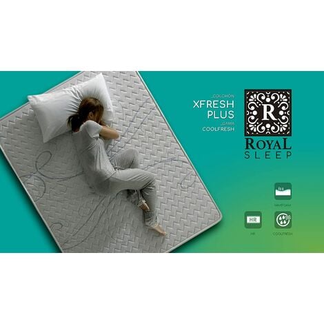 Colchón viscoelástico Royal Sleep Xfresh Plus, 18 cm, Antiácaros, Coolfresh, Firmeza alta, 90x190