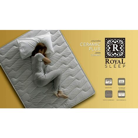 Colchón Viscoelástico Royal Sleep Ceramic Plus, 25 cm, Hilo Carbono y Biocerámico, Regenerador, Firmeza Alta, 135x190