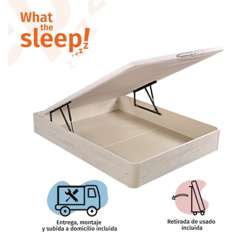 Canapé Abatible Storage Bed, What The Sleep, Tapa 3D, Montaje y Retirada  Usado Incluido, 2 esquinas Redondeadas, Alta Durabilidad, Blanco 150x190