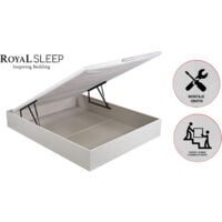 Royal Sleep - Canapé Abatible - Color BLANCO | Fácil apertura y gran capacidad | Tapa 3D Transpirable | Incluye subida a domicilio, desembalaje, montaje y retirada de usado | 135x190 | Fabricado bajo estrictas certificaciones de calidad ISO 9001 - BLANCO