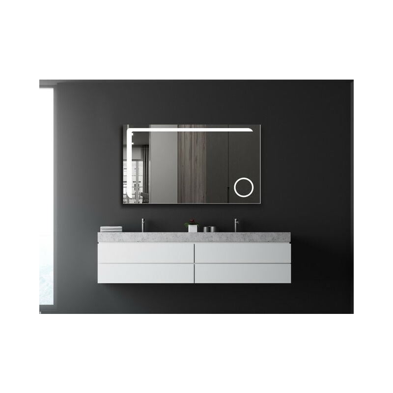 Talos Arrow Badspiegel 120 x 70 cm - Badezimmerspiegel mit LED Beleuchtung  in neutralweiß – mit Kosmetikspiegel