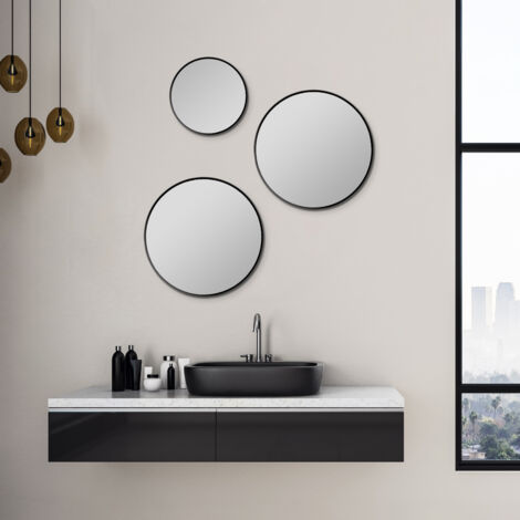 Spiegel rund Talos Picasso schwarz Ø 40 cm - mit hochwertigem Aluminiumrahmen für stilvolles Ambiente - Perfekter Badezimmerspiegel Rund, der Eleganz und Funktionalität vereint