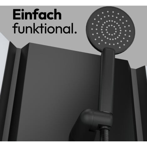 Dusche Komplett Marwell Komplettdusche Prime Style Schwarz/Weiß 85x85x198 - Fertigdusche im komplett Set mit Acrylwanne und Armatur - 4 mm Einscheibensicherheitsglas