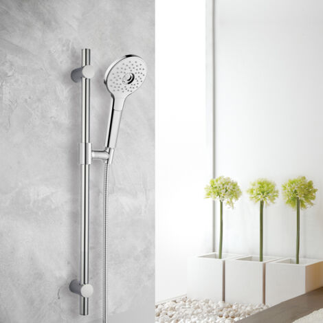 Duschsystem MARWELL Handbrause-Set Silver RAINSTAR II - 150x12cm - Duschssystem mit stufenlos verstellbarem Stangengleiter