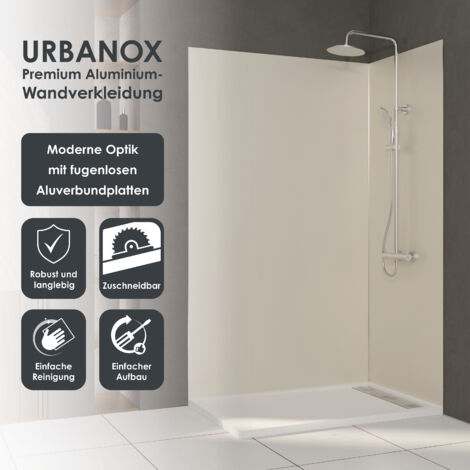 Marwell Urbanox Wandpaneel ivory 90x210 cm - fugenlose Aluverbundplatte als Duschrückwand & Küchenrückwand