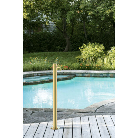 Wasserzapfsäule Edelstahl 304 gold gebürstet 93 cm – freistehender Garten Wasserhahn mit Schlauchanschluss, Outdoor Wasserstelle GardWell