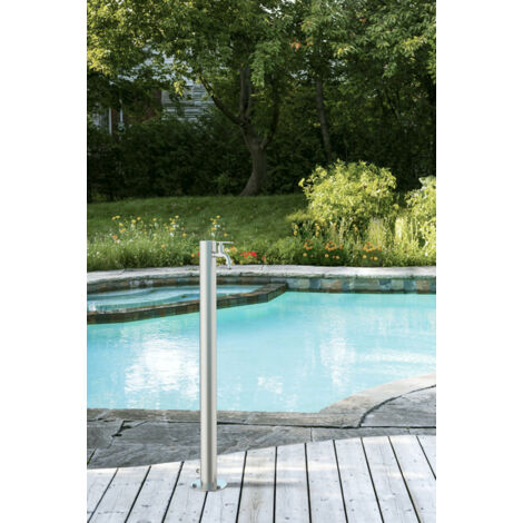 Wasserzapfsäule Edelstahl 304 gebürstet 93 cm – freistehender Gartenwasserhahn mit Schlauchanschluss, Outdoor Wasserstelle GardWell