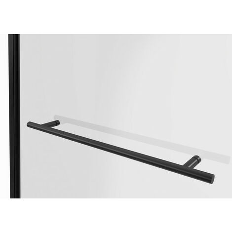 Marwell Badewannenfaltwand City 125 x 140 cm - matt schwarz - 3-teilig faltbar - beidseitig montierbar - Handtuchhalter - Badewannenaufsatz - Duschtrennwand - Duschabtrennung für Badewannen