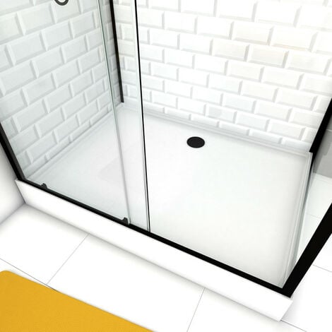 MARWELL Duschkabine White Stone 80 x 110 x 230 - schwarz - Eckdusche - Komplettdusche - Dusche - Duschabtrennung - Duschwand - schwarze Dusche - weiße Dusche