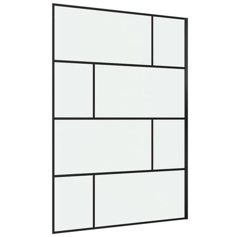 MARWELL Duschwand, schwarz  140 x 195 cm - Begehbare Dusche - Walk-In - Duschabtrennung - Siebdruck