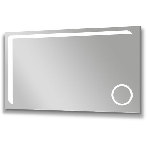 Talos Arrow Badspiegel 120 x 70 cm - Badezimmerspiegel mit LED Beleuchtung  in neutralweiß – mit Kosmetikspiegel | Badspiegel