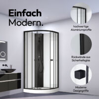 Dusche Komplett Marwell Komplettdusche Prime Style Schwarz/Weiß 85x85x198 - Fertigdusche im komplett Set mit Acrylwanne und Armatur - 4 mm Einscheibensicherheitsglas