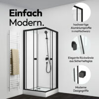 Dusche Komplett Marwell Komplettdusche Prime Style Square 80x80x200cm - inklusive Duschtasse und Armatur - Fertigdusche Duschkabine