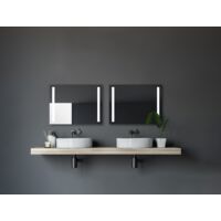 Badspiegel mit Beleuchtung TALOS Light - Badezimmerspiegel 80 x 60 cm - mit hinterleuchteten Lichtausschnitten - Lichtfarbe neutralweiß