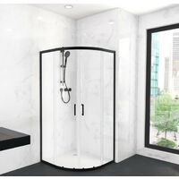 Marwell Glasdusche City - 90 x 90 x 200 cm - schwarz - Radius 55 cm - Duschkabine - Runddusche - Dusche - Duschabtrennung - Duschwand - schwarze Dusche