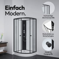 Dusche Komplett MARWELL Komplettdusche Fertigdusche Factory 85 x 85 x 200 cm - Dusche im komplett Set inkl. Duschwanne und Armatur - Runddusche mit Fronteinstieg