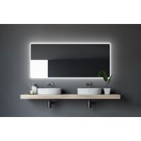 Badezimmerspiegel mit Beleuchtung TALOS Moon LED Badspiegel 160x70 cm - feuchtwassergeeignet durch Aluminiumrahmen - Licht-Farbe Neutralweiß