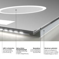 Talos King Badspiegel 60 x 70 cm – Touch -Badezimmerspiegel mit LED Beleuchtung in neutralweiß - Beleuchteter Kosmetikspiegel mit 3-facher Vergrößerung – Digitaluhr