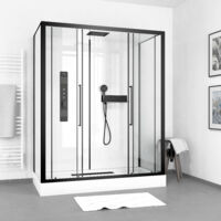 Dusche Komplett MARWELL Duschkabine Fertigdusche White Urban XXL 85 x 160 x 215 cm - Komplett Set inkl. Duschwanne und Armatur - hochwertiges Aluminiumprofil System