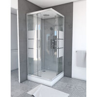 MARWELL Duschkabine Grey River 2 Square 90 x 90 x 215 cm - silber - Eckdusche - Komplettdusche - Dusche - Duschabtrennung - Duschwand - Dusche Komplett-SET - matt silbere Dusche