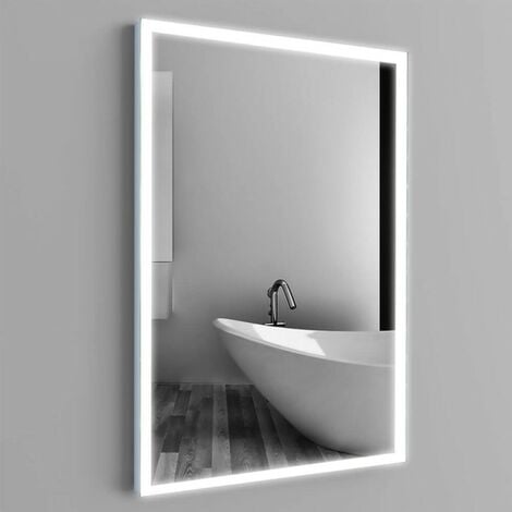 Espejo de pared 60x80cm con iluminación LED calefactable y táctil blanco  frío para baño, cocina