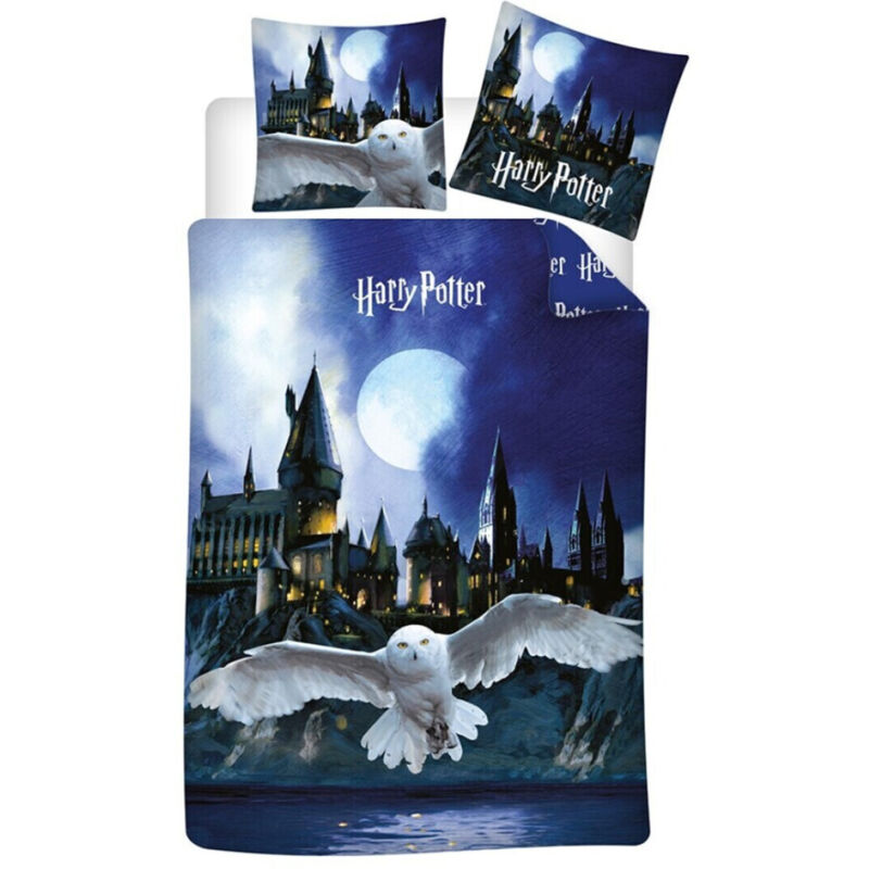 Parure de lit réversible Hedwige Harry Potter - 140 cm x 200 cm