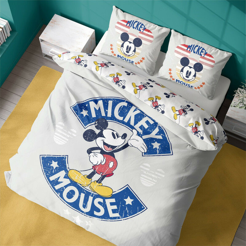Mickey Disney - Parure de lit enfant 1 place - Housse de Couette 140x200 cm  et une Taie d'oreiller 63x63 cm.