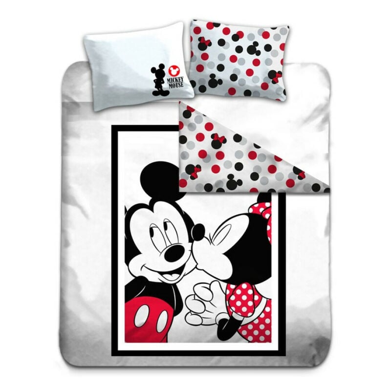 Parure de lit double réversible Disney Mickey et Minnie - 220 cm x 240 cm