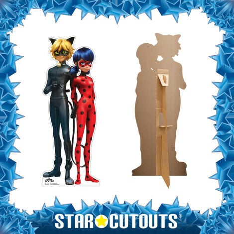 Mini Figurine en carton Miraculous Ladybug et Chat Noir - Hauteur 95cm