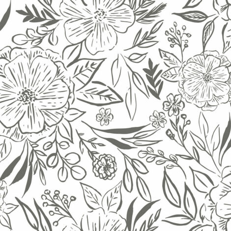 Papier peint rouleau auto-adhésif - Motifs Floraux noir et blanc (1/5)