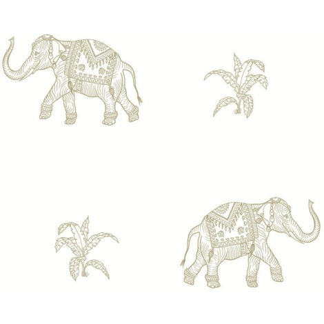 Papier Peint rouleau auto-adhésif - Eléphant qui marche - Blanc (1/5)