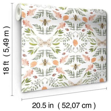 Papier peint rouleau auto-adhésif - Motifs floraux, abeilles et papillons (1/5)