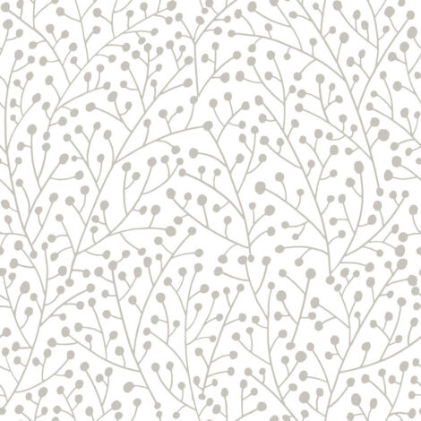 Papier Peint rouleau auto-adhésif - Branches de baies - Taupe (1/5)