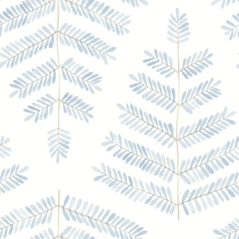 Papier peint rouleau auto-adhésif - Feuilles de Fougère - Bleu (1/2)