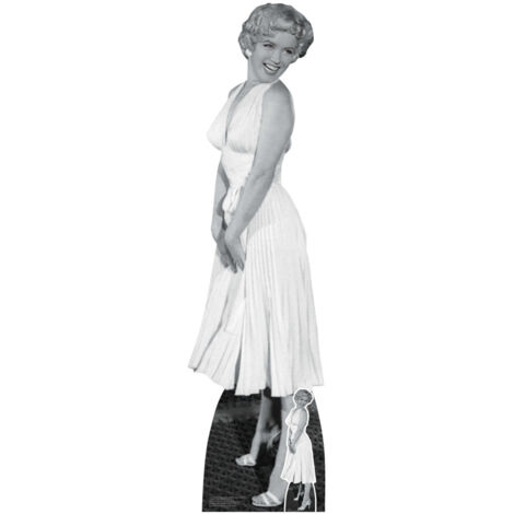 Figurine en carton  – Marilyn Monroe en robe blanche ivoire - Haut 168 cm