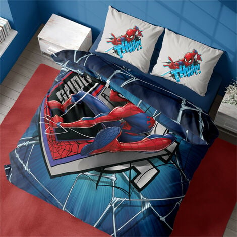 Parure de lit réversible Spider-Man 120x150 cm 100% Coton Marvel Avengers -  Junior